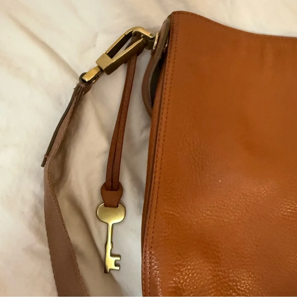 Fossil Cognac Leather Tote Maya Bag